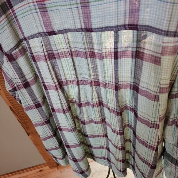 Elan Sz. L Long Sleeve Button Down Multicolored Oversized Shirt with Pocket - Picture 8 of 14